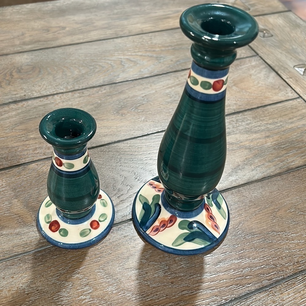 Vintage Gail Pittman ‘88 hand painted Candle Holders